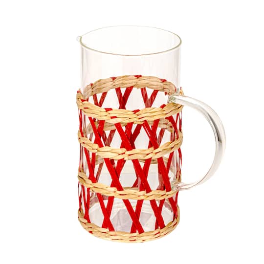 Hello Honey® Glass Pitcher with Natural Woven Sleeve
